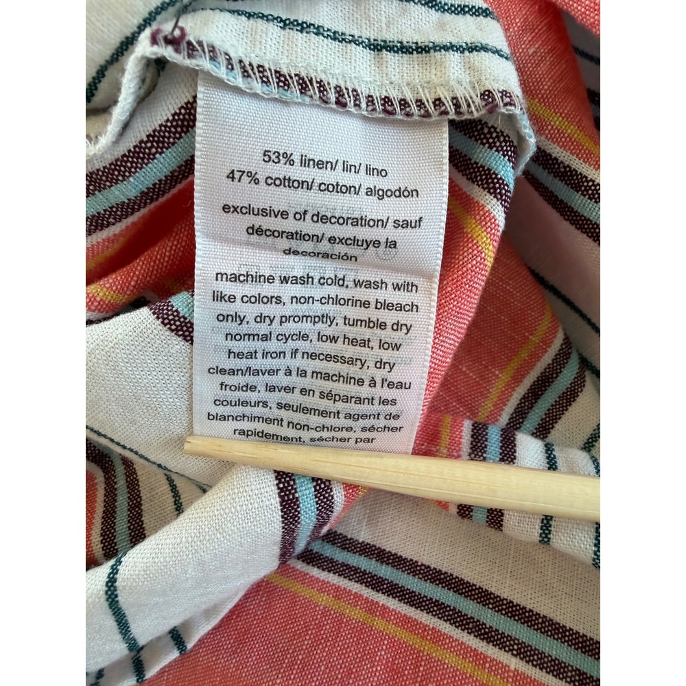 Tommy Hilfiger Womens Pink Striped Linen Cotton Sleeveless Belted Shirt Dress 10 - Picture 8 of 8